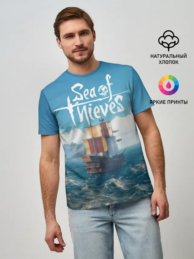 Мужская базовая футболка с принтом «Sea of Thieves»