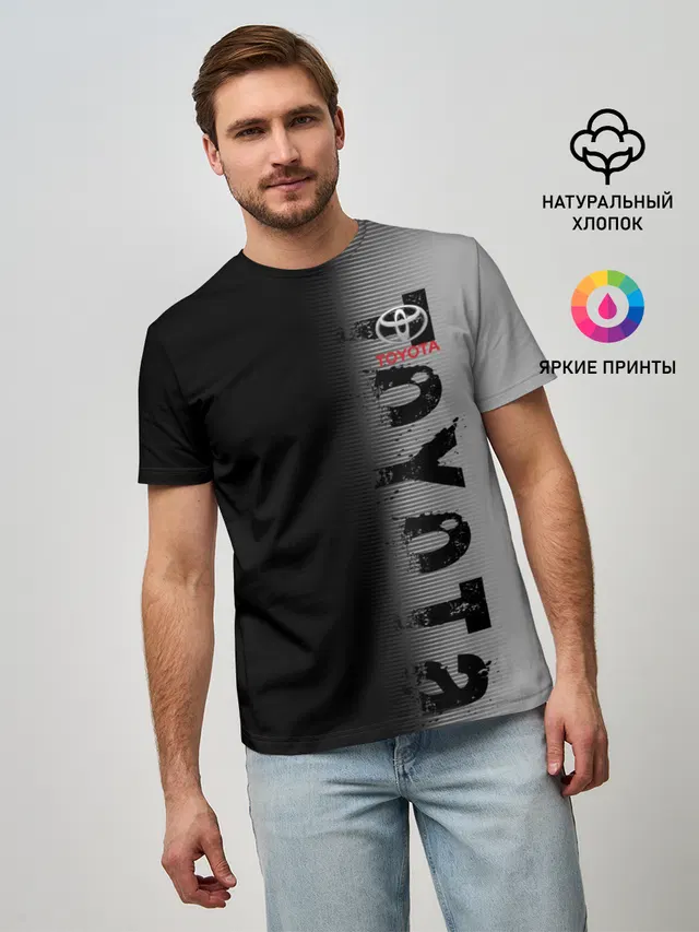 Мужская базовая футболка с принтом «Тойота — TOYOTA SPORT»