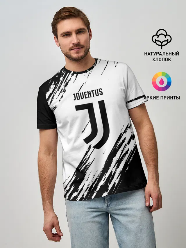 Мужская базовая футболка с принтом «Ювентус — JUVENTUS SPORT»