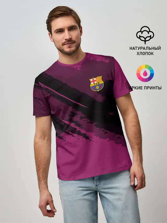 Мужская базовая футболка с принтом «Барселона — Barcelona sport»
