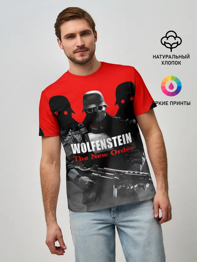 Мужская базовая футболка с принтом «Wolfenstein — Wolfenstein: The New Order»
