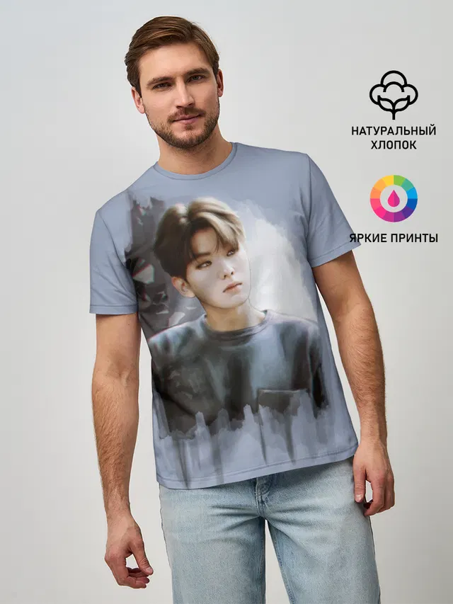 Мужская базовая футболка с принтом «MONSTA X — Kihyun»