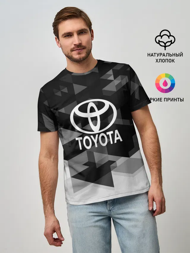Мужская базовая футболка с принтом «Тойота — Toyota sport geometry»