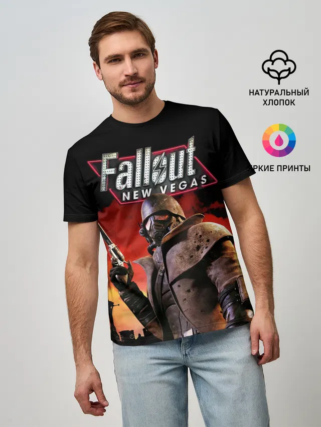 Мужская базовая футболка с принтом «Fallout New Vegas»