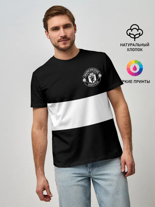 Мужская базовая футболка с принтом «Манчестер Юнайтед — FC Manchester United»