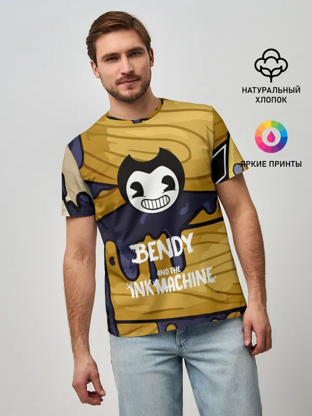 Мужская базовая футболка с принтом «Bendy and the ink machine»