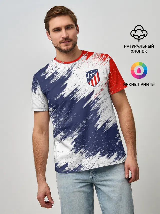 Мужская базовая футболка с принтом «Atletico Madrid»