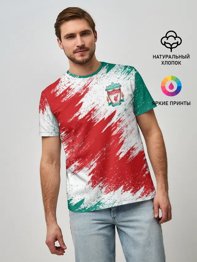 Мужская базовая футболка с принтом «Ливерпуль — FC Liverpool»