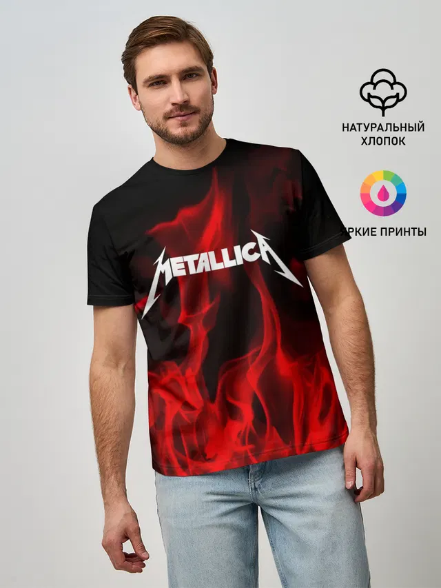 Мужская базовая футболка с принтом «Metallica»