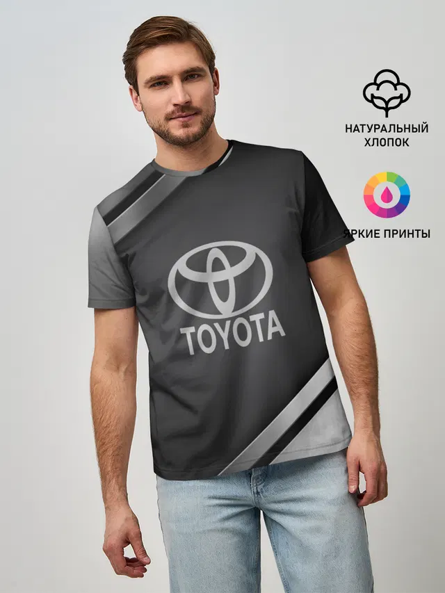 Мужская базовая футболка с принтом «Тойота — TOYOTA SPORT»