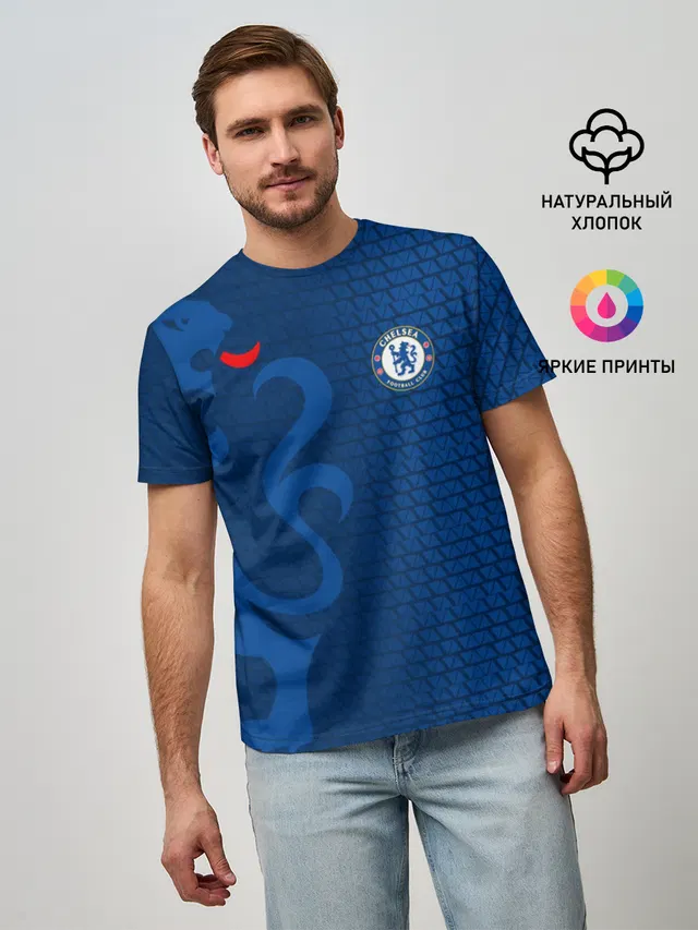 Мужская базовая футболка с принтом «Chelsea Sport»