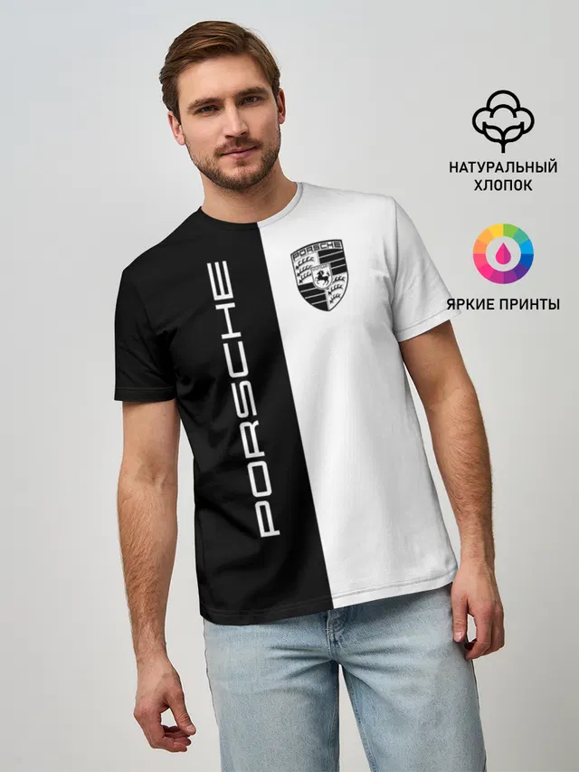 Мужская базовая футболка с принтом «Porsche»