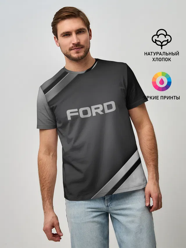Мужская базовая футболка с принтом «Ford»