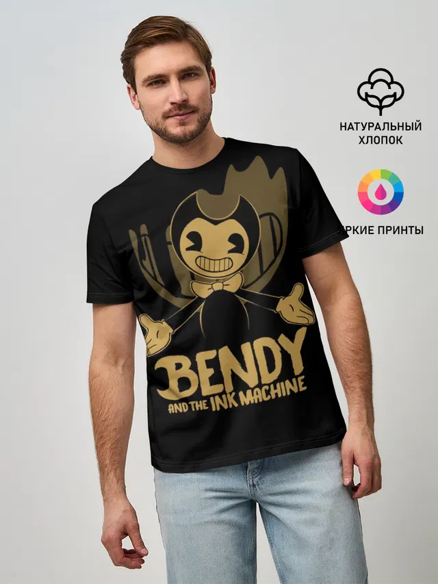 Мужская базовая футболка с принтом «Ink Bendy»