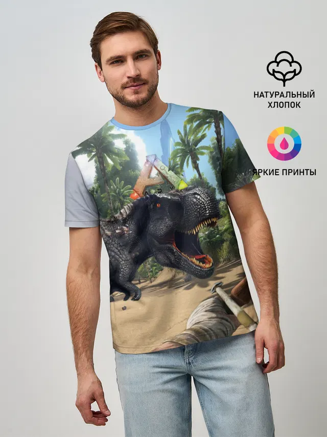 Мужская базовая футболка с принтом «Ark Survival Evolved»