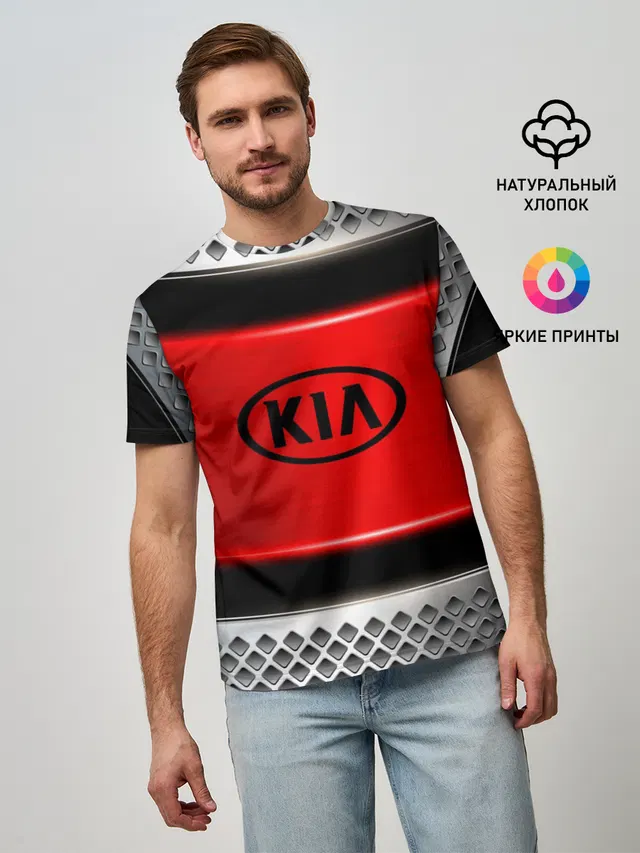 Мужская базовая футболка с принтом «KIA»