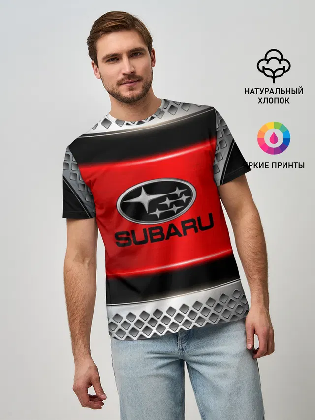 Мужская базовая футболка с принтом «Subaru logo»