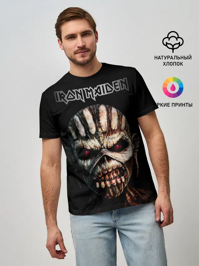 Мужская базовая футболка с принтом «Iron Maiden — Iron Maden. The Book of Souls»