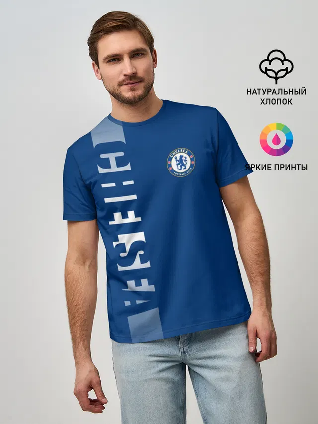 Мужская базовая футболка с принтом «Челси Chelsea»