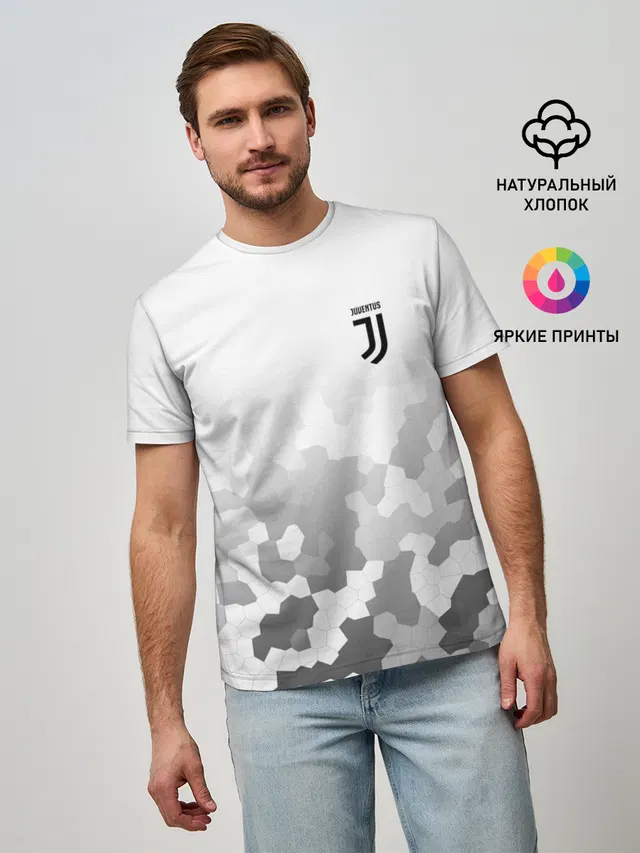 Мужская базовая футболка с принтом «Ювентус — JUVENTUS SPORT»