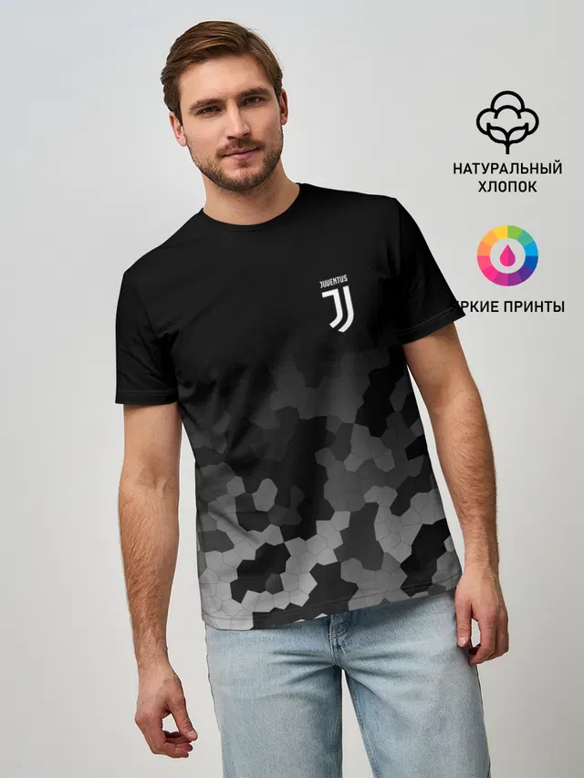 Мужская базовая футболка с принтом «Ювентус — JUVENTUS SPORT»