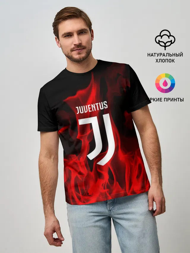 Мужская базовая футболка с принтом «Ювентус — JUVENTUS SPORT»