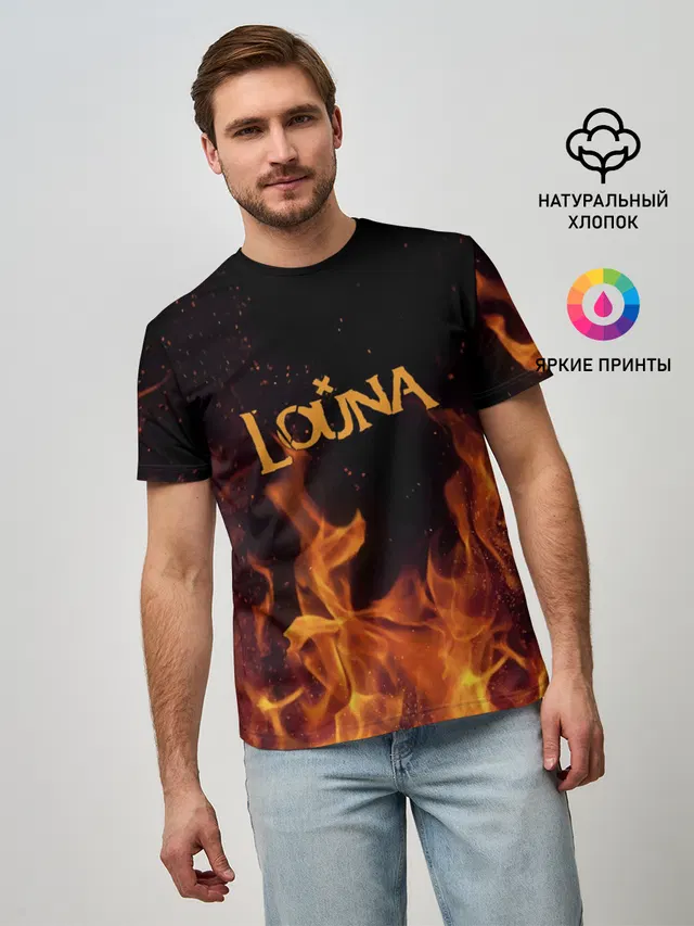 Мужская базовая футболка с принтом «Louna»