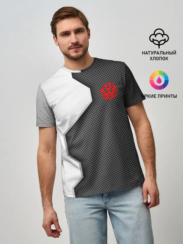 Мужская базовая футболка с принтом «Volkswagen — Volkswagen sport uniform auto»
