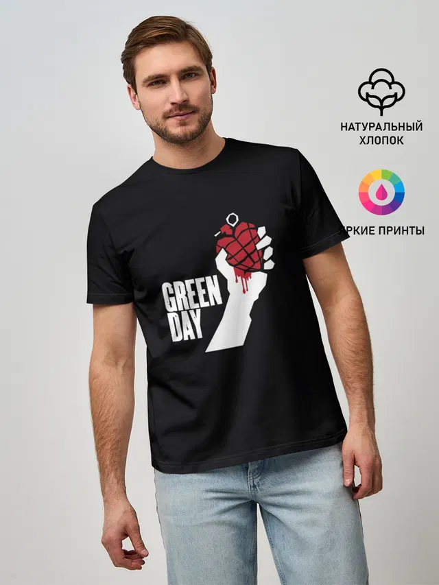 Мужская базовая футболка с принтом «Green Day»