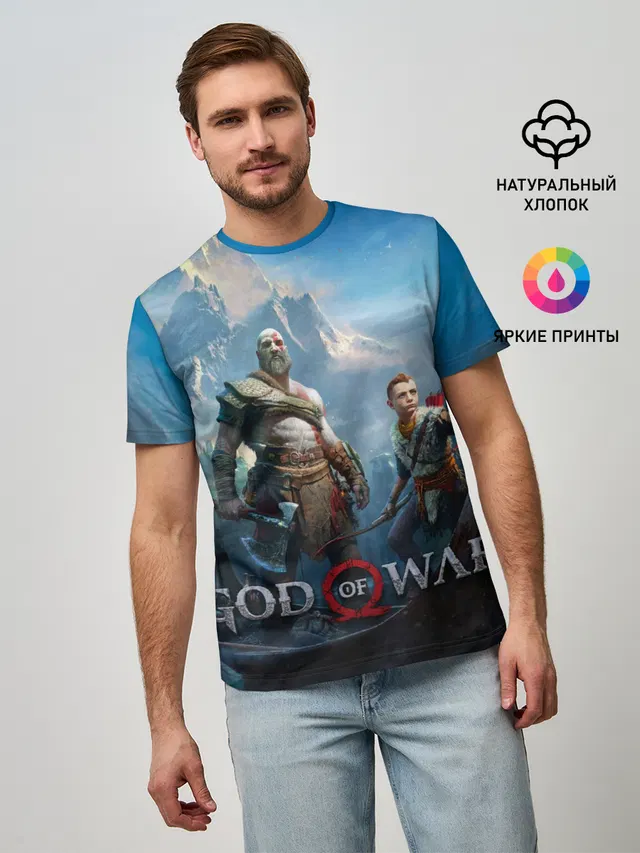 Мужская базовая футболка с принтом «God of war»