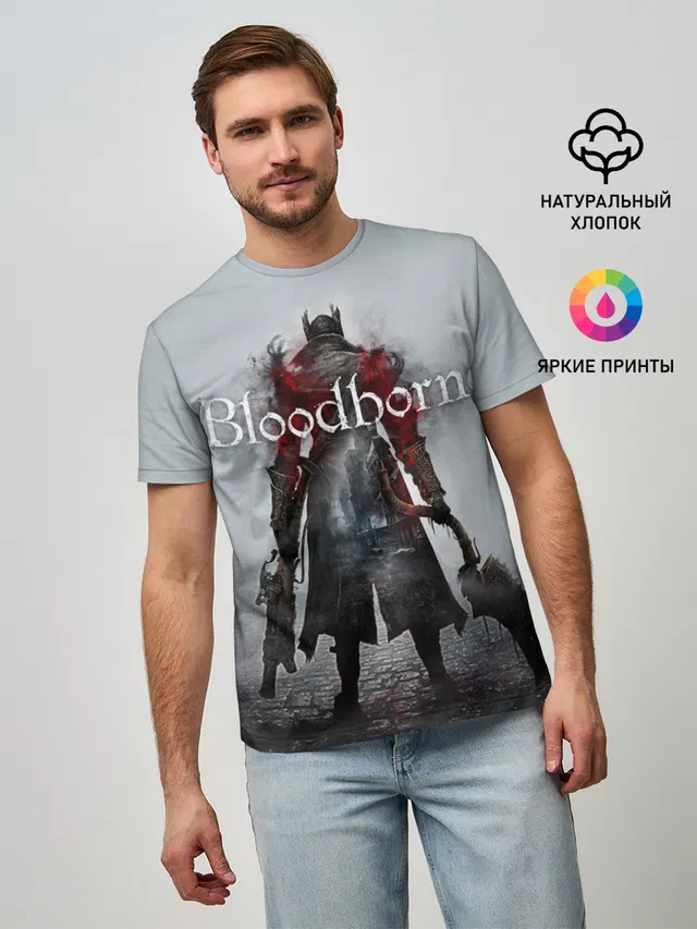 Мужская базовая футболка с принтом «Bloodborne»