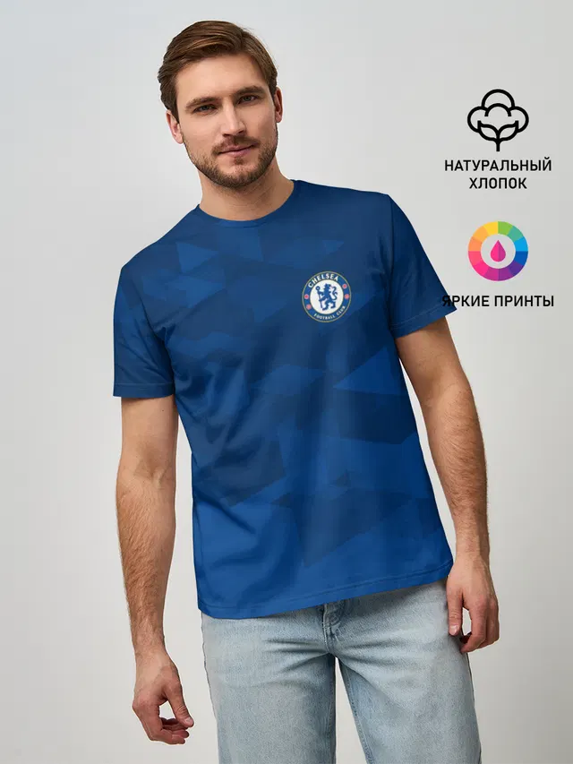 Мужская базовая футболка с принтом «ФК Челси — CHELSEA SPORT»