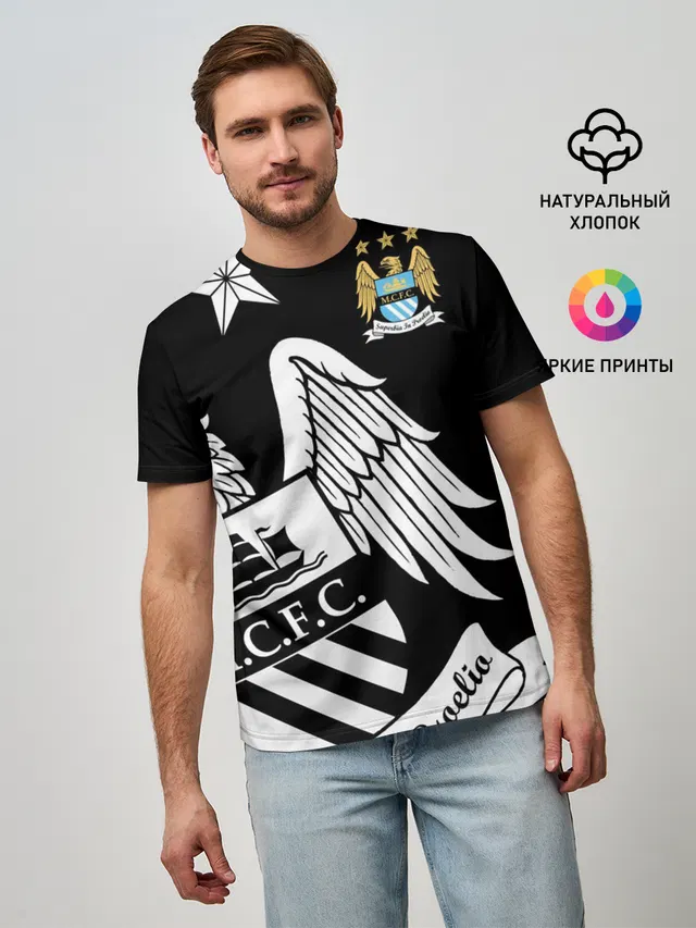 Мужская базовая футболка с принтом «Manchester City Exclusive»
