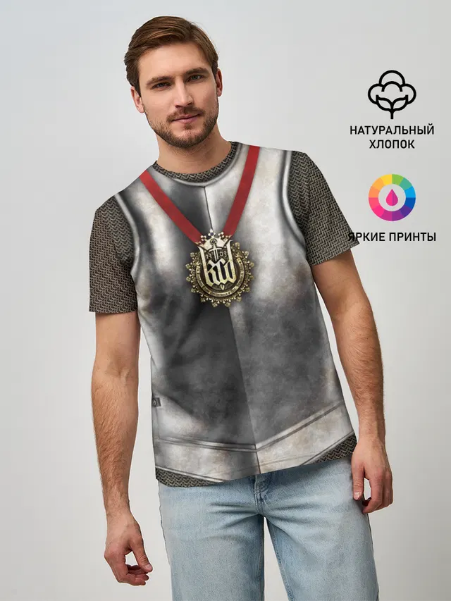 Мужская базовая футболка с принтом «Kingdom Come: Deliverance — Доспех рыцаря»