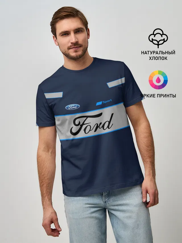 Мужская базовая футболка с принтом «Ford»