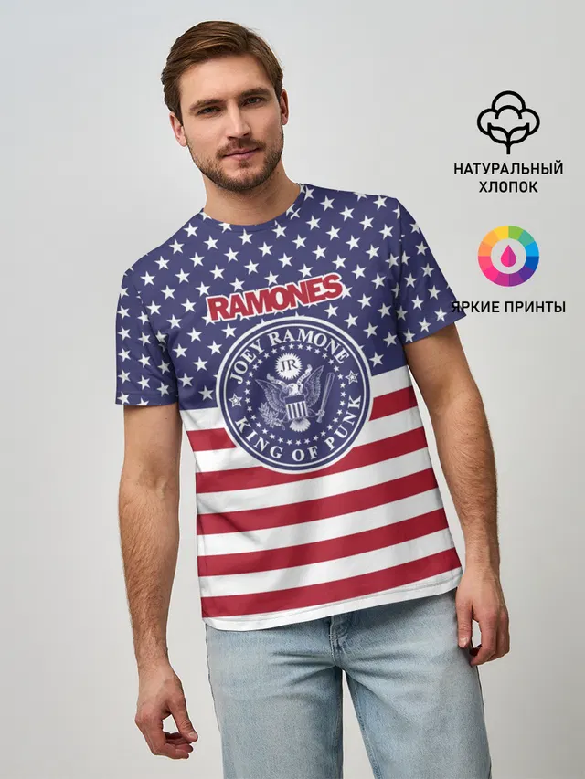 Мужская базовая футболка с принтом «Ramones»
