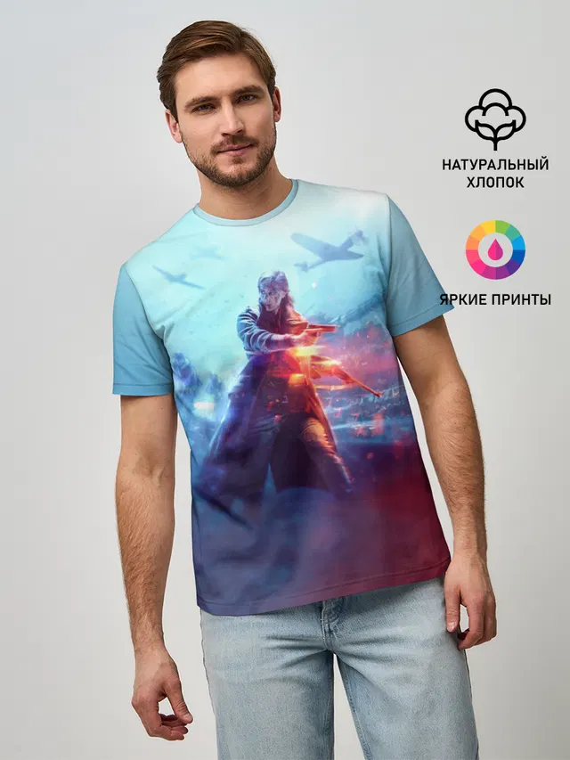 Мужская базовая футболка с принтом «Battlefield 5»