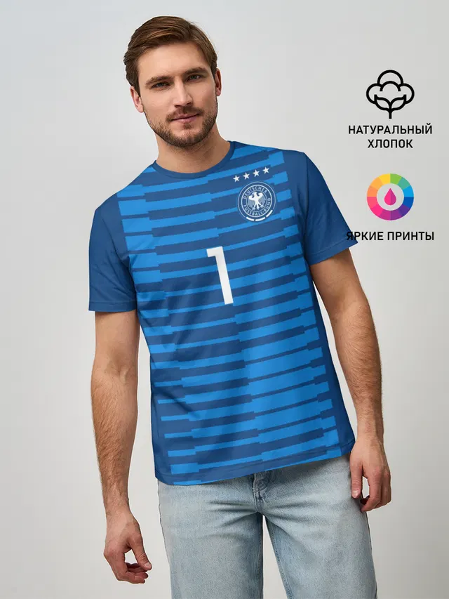 Мужская базовая футболка с принтом «Сборная Германии — Neuer WC 2018»