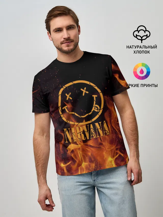 Мужская базовая футболка с принтом «Nirvana»
