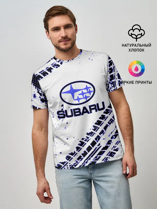 Мужская базовая футболка с принтом «Subaru»