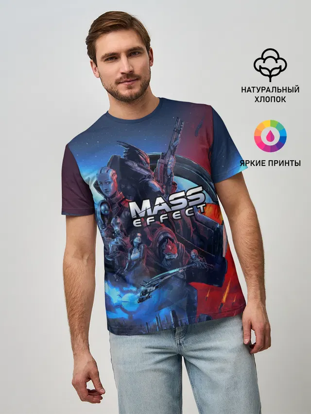 Мужская базовая футболка с принтом «Mass Effect — Mass EFFECT Legendary ed»