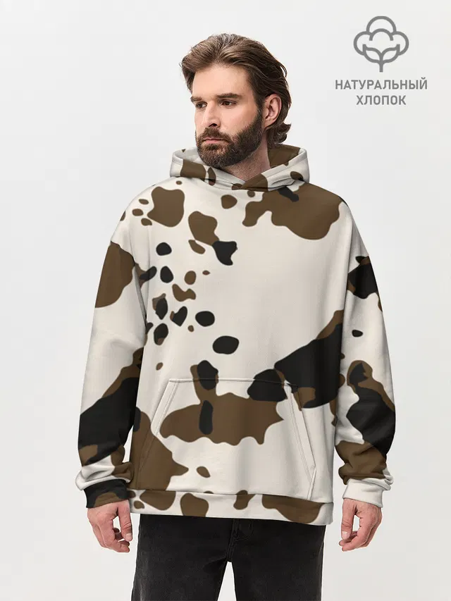 Худи мужское оверсайз с принтом «CowPrint»