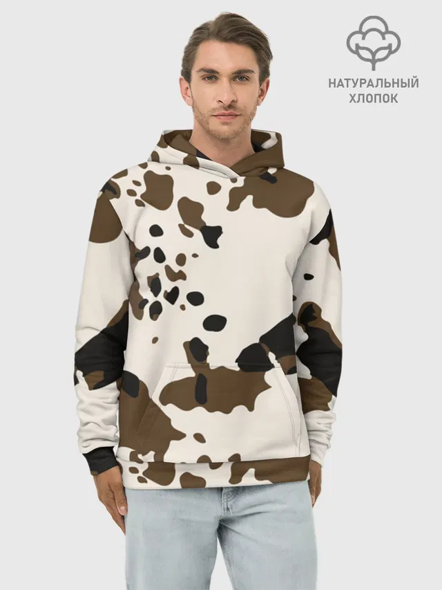 Худи мужское базовое с принтом «CowPrint»