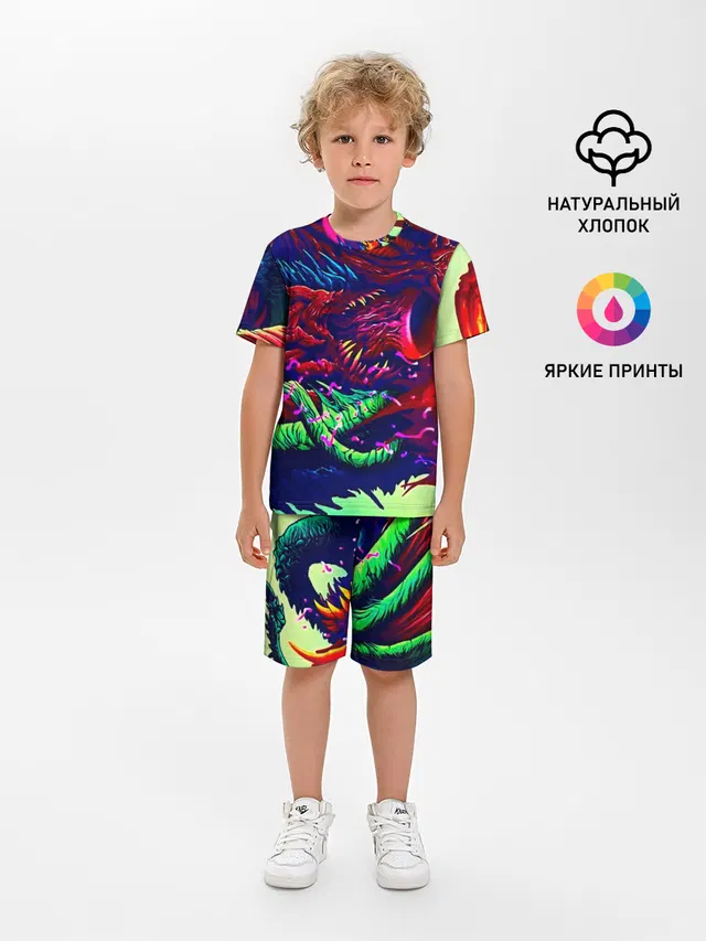 Детская пижама с шортами с принтом «Hyper beast»