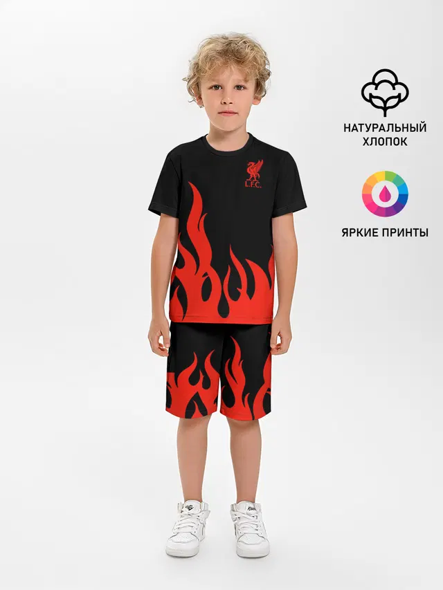 Детская пижама с шортами с принтом «Flames — Liverpool F.C.»