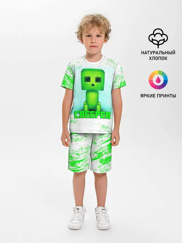 Детская пижама с шортами с принтом «Майнкрафт — MINECRAFT CREEPER»