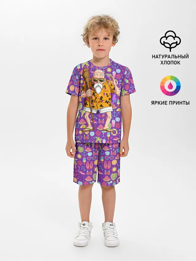 Детская пижама с шортами с принтом «Dragon ball — Шар Дракона. Мастер Роши»