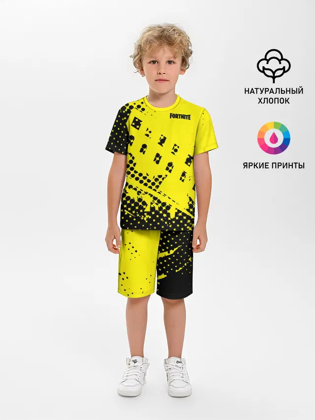 Детская пижама с шортами с принтом «Yellow background»