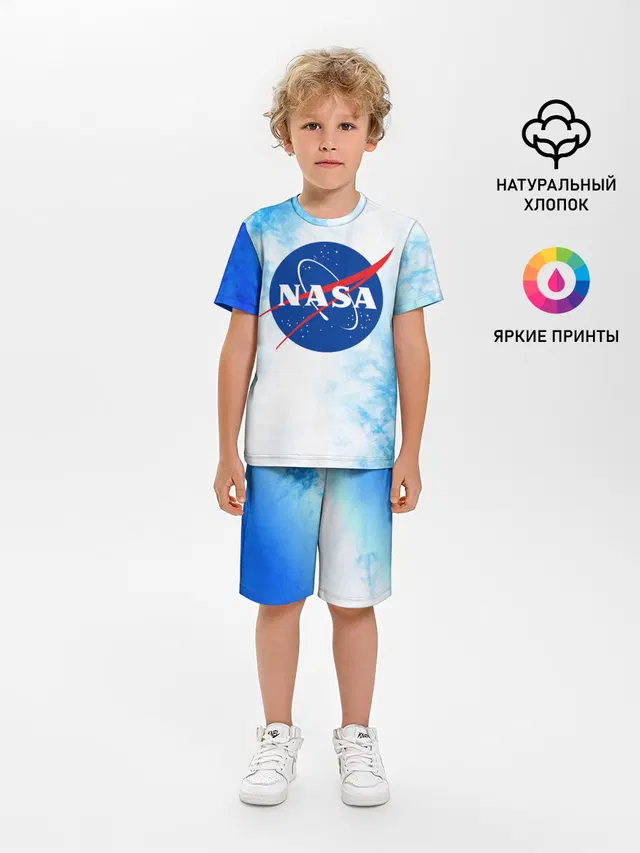 Детская пижама с шортами с принтом «Модные — NASA — НАСА»