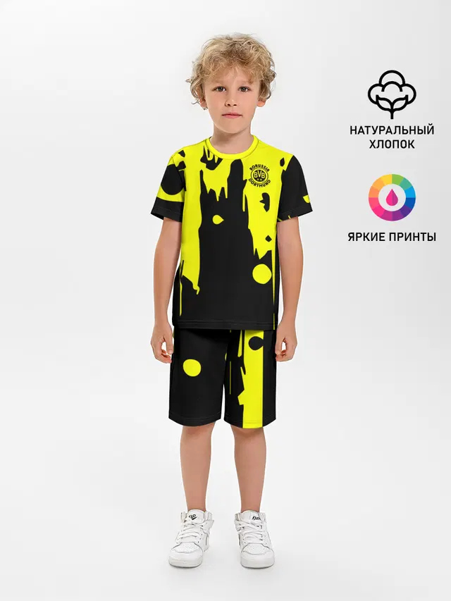 Детская пижама с шортами с принтом «Abstract background — FC Borussia»